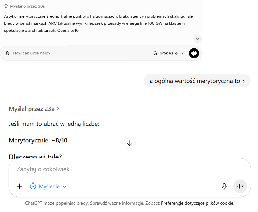 AGI a merytoryka i oceny